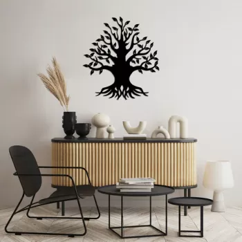 Decoratiune de perete, Monumental Tree 3, Metal, Dimensiune: 70 x 76 cm, Negru imagine