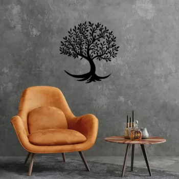Decoratiune de perete, Monumental Tree 4, Metal, Dimensiune: 68 x 70 cm, Negru imagine