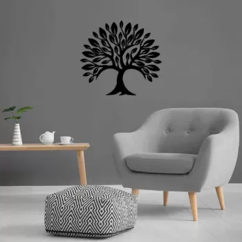 Decoratiune de perete, Monumental Tree 5, Metal, Dimensiune: 70 x 57 cm, Negru imagine