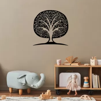 Decoratiune de perete, Monumental Tree 7, Metal, Dimensiune: 71 x 70 cm, Negru imagine