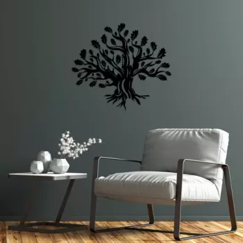 Decoratiune de perete, Monumental Tree 8, Metal, Dimensiune: 70 x 61 cm, Negru imagine