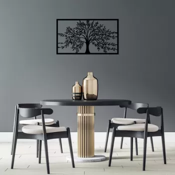 Decoratiune de perete, Monumental Tree, Metal, 70 x 40 cm, Negru imagine