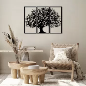 Decoratiune de perete, Monumental Tree, Metal, 98 x 69 cm, Negru imagine