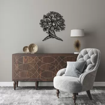 Decoratiune de perete, Monumental Tree, Metal, Dimensiune: 62 x 70 cm, Negru imagine