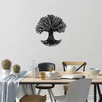 Decoratiune de perete, Monumental Tree, Metal, Dimensiune: 67 x 68 cm, Negru imagine