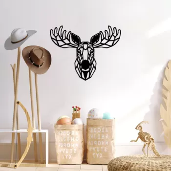 Decoratiune de perete, Moose, Metal, Dimensiune: 70 x 54 cm, Negru imagine
