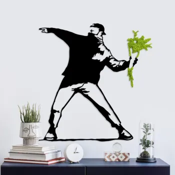 Decoratiune de perete, Moss, Dimensiune: 70 x 69 cm, Verde deschis / Negru imagine