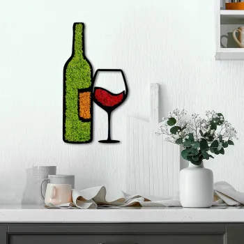 Decoratiune de perete, Moss, Dimensiuni: 54 x 29 cm, Verde deschis / Portocaliu / Rosu imagine