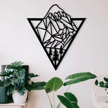 Decoratiune de perete, Mounta?n, Metal, Dimensiune: 46 x 52 cm, Negru imagine