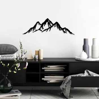 Decoratiune de perete, Mountain, 70 x 22 cm, Negru imagine