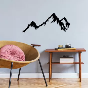Decoratiune de perete, Mountain, Metal, 70 x 30 cm, Negru imagine