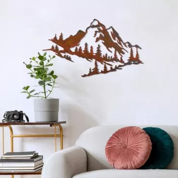 Decoratiune de perete, Mountain, Metal, 70 x 40 cm, Multicolor imagine