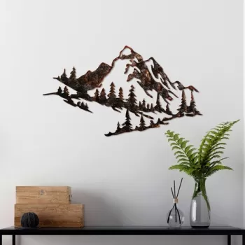 Decoratiune de perete, Mountain, Metal, 70 x 40 cm, Multicolor imagine