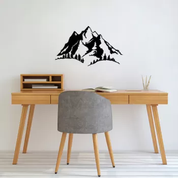 Decoratiune de perete, Mountain, Metal, 70 x 41 cm, Negru imagine