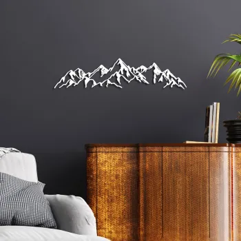 Decoratiune de perete, Mountain View, Dimensiune: 62 x 14 cm, Alb imagine