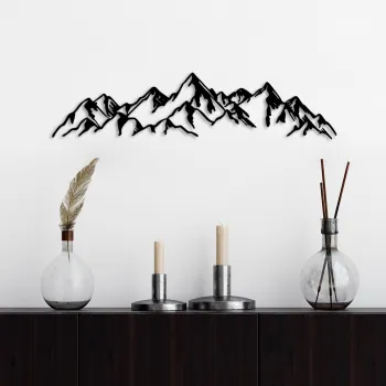 Decoratiune de perete, Mountain View, Dimensiune: 62 x 14 cm, Negru imagine