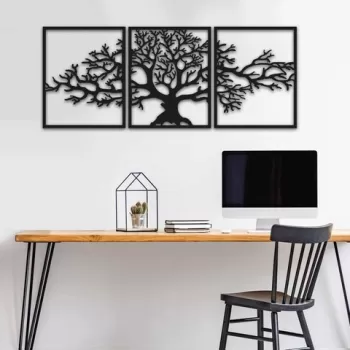 Decoratiune de perete, MT, Metal, 40 x 49 cm, 3 piese, Negru imagine