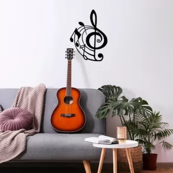 Decoratiune de perete, Mus?cal 3, Metal, 50 x 70 cm, Negru imagine