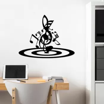Decoratiune de perete, Musical 1, Metal, Dimensiune: 70 x 54 cm, Negru imagine