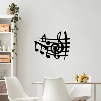 Decoratiune de perete, Musical 3, Metal, Dimensiune: 70 x 58 cm, Negru imagine