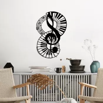 Decoratiune de perete, Musical 4, Metal, Dimensiune: 46 x 70 cm, Negru imagine
