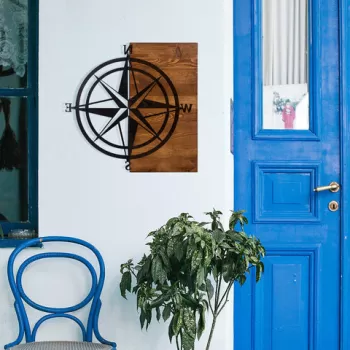 Decoratiune de perete, Musical, Metal, Cadru: 100% LEMN (grosime: 3 cm), Negru imagine