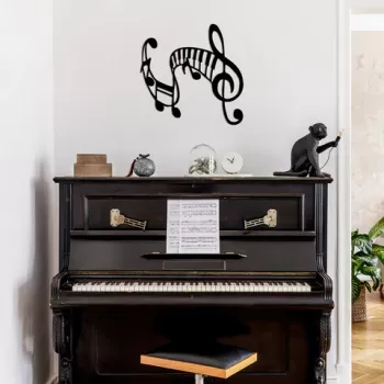 Decoratiune de perete, Musical, Metal, Dimensiune: 70 x 68 cm, Negru imagine