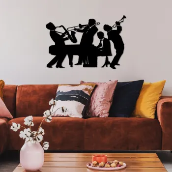 Decoratiune de perete, Musicians, Dimensiune: 70 x 46 cm, Negru imagine
