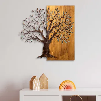 Decoratiune de perete, Mysterious Tree, Latime: 60 cm Inaltime: 58 cm Adancime: 3 cm, Multicolor imagine