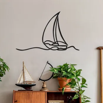 Decoratiune de perete, Natura, Metal, Grosime: 1,2 mm, Negru imagine