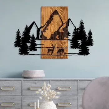 Decoratiune de perete, Natural Habitat, Dimensiuni: 57 x 88 cm, Nuc / Negru imagine