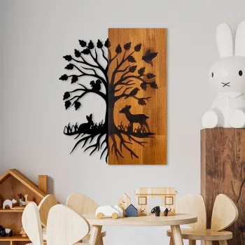 Decoratiune de perete, Nature, Latime: 46 cm Inaltime: 58 cm Adancime: 3 cm, Nuc / Negru imagine