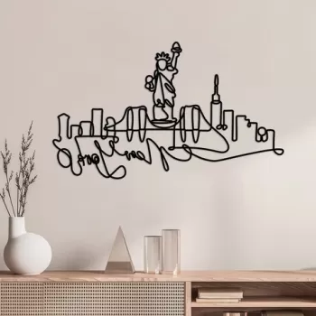 Decoratiune de perete, Newyork, Metal, Grosime: 2 mm, Negru imagine