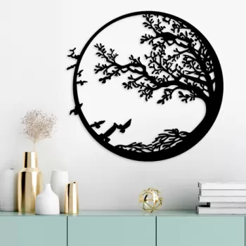 Decoratiune de perete, Night, Metal, Dimensiune: 68 x 1,5 x 66 cm, Negru imagine