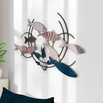 Decoratiune de perete, Oceano, Metal, Dimensiuni: 105 x 4 x 60 cm, Multicolor imagine