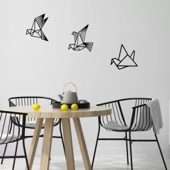 Decoratiune de perete, Oragami, Lemn, 26 x 32 cm, Negru imagine