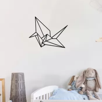 Decoratiune de perete, Origami, Metal, Dimensiune: 33 x 41 cm, Negru imagine