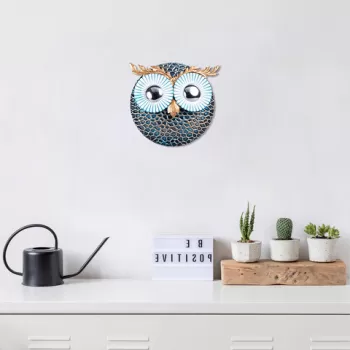 Decoratiune de perete, Owl 3, Metal, Dimensiune: 19 x 19 cm, Multicolor imagine