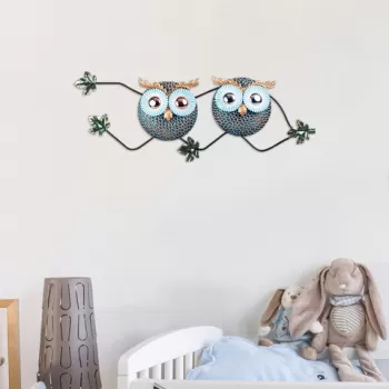 Decoratiune de perete, Owl 3, Metal, Dimensiune: 77 x 28 cm, Multicolor imagine