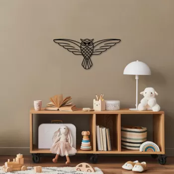Decoratiune de perete, Owl, Metal, Dimensiune: 38 x 17 cm, Negru imagine