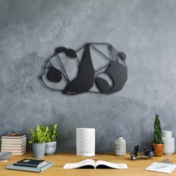 Decoratiune de perete, Panda, Metal, 31 x 51 cm, Negru imagine