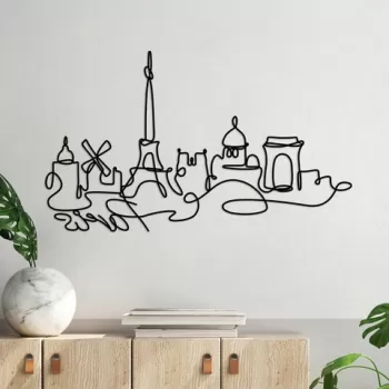 Decoratiune de perete, Paris, Metal, Grosime: 2 mm, Negru imagine