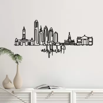 Decoratiune de perete, Philadelphia, Metal, Grosime: 2 mm, Negru imagine