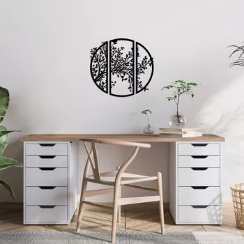 Decoratiune de perete, Piece Flower, Metal, Dimensiune: 60 x 56 cm, Negru imagine