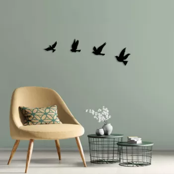 Decoratiune de perete, Pigeons, Metal, 18 x 20 cm, Negru imagine
