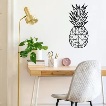 Decoratiune de perete, Pineapple, Metal, Dimensiune: 22 x 55 cm, Negru imagine