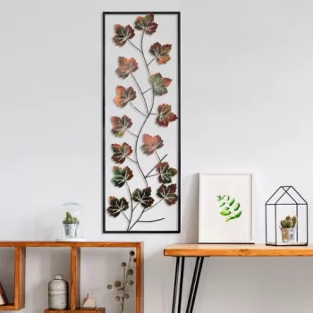 Decoratiune de perete, Platane 2, Metal, Dimensiune: 32 x 90 cm, Multicolor imagine