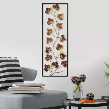 Decoratiune de perete, Platane 3, Metal, Dimensiune: 32 x 90 cm, Multicolor imagine