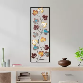 Decoratiune de perete, Platane, Metal, Dimensiune: 32 x 90 cm, Multicolor imagine