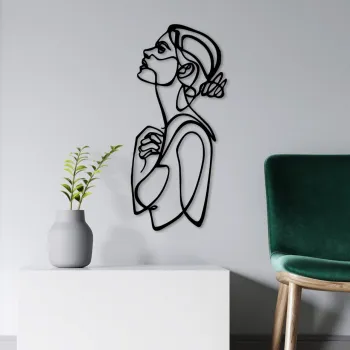 Decoratiune de perete, Portrait v2, Dimensiuni: 70 x 32 cm, Negru imagine
